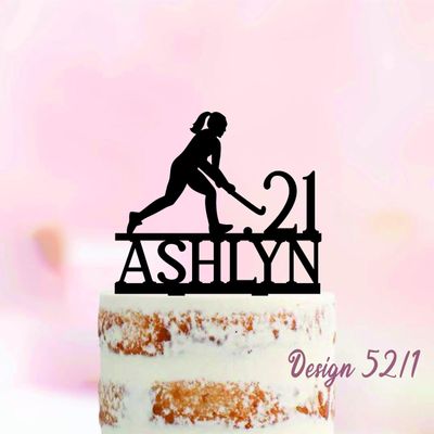 Field Hockey Cake Topper, Female Hockey Player Birthday Decoration, Personalized Cake Keepsake, Girl Sports Cake Topper, Field Hockey Party Decoration, Custom Hockey Cake Topper