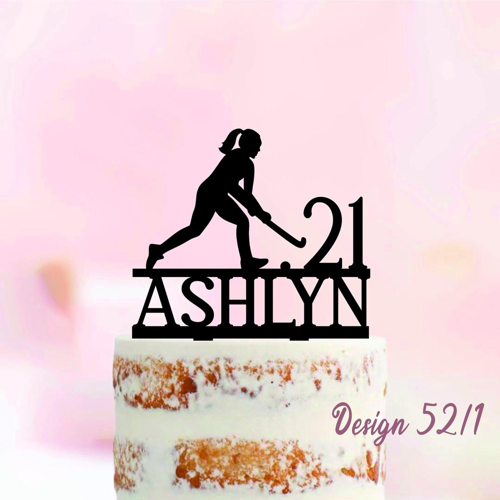 Field Hockey Cake Topper, Female Hockey Player Birthday Decoration, Personalized Cake Keepsake, Girl Sports Cake Topper, Field Hockey Party Decoration, Custom Hockey Cake Topper