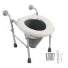 Raised Toilet Seat, Stand Alone Commode Riser, Foldable and Stable Aluminum Stool for Handicapped and Pregnant Women, Space Saving Design view 1