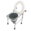 Raised Toilet Seat, Stand Alone Commode Riser, Foldable and Stable Aluminum Stool for Handicapped and Pregnant Women, Space Saving Design view 4