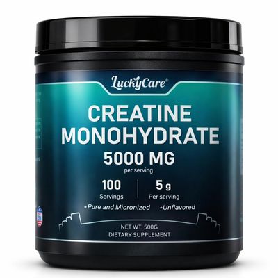 Luckycare Creatine Monohydrate Powder 500g | Pure Creatine for Muscle, Energy, Recovery & Strength | Vegan, Gluten Free, Easy to Digest | 100 Servings for Men & Women