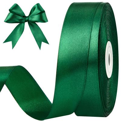 CLUEWR Dark Green Satin Ribbon, 1 Inch, 50 Yards