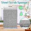 Thyle 12 Pack Steel Wool Scrubber Kitchen Sponges, Heavy Duty Non Scratch Metal Sponges, Reusable Cleaning Scrub Pads for Dishes, Pots, Pans, Sink and Tough Hard Stains (Gray) view 2