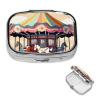 Square Pill Case for Purse or Pocket 2 Compartment Medicine Pill Box Portable Small Pill Organizer Carousel Travel Pillbox Medicine Vitamin Cod Liver Oil Storage Box view 1