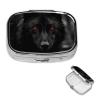 Square Pill Case for Purse or Pocket 2 Compartment Medicine Pill Box Portable Small Pill Organizer Black Red Eyed Wolf Travel Pillbox Medicine Vitamin Cod Liver Oil Storage Box view 1