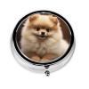 Cute Pomeranian Dog Pill Box 3 Compartment, Small Pill Box for Purse & Pocket, Metal Pill Case with Mirror, Travel Daily Pill Organizer, Portable Medicine Vitamin Holder Unique Gift view 2