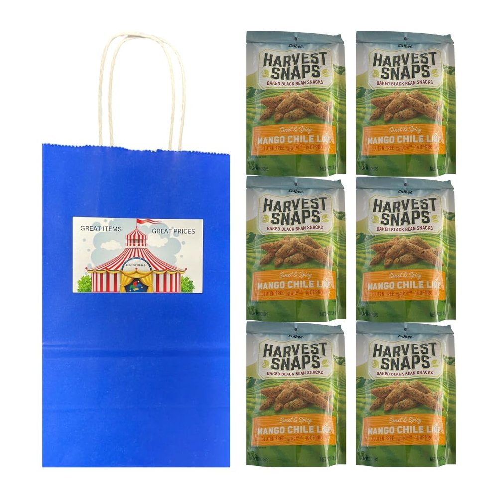 Big Top Deals USA Blue Paper Bag with Snaps Mango Chile Lime Veggie Chips 6-Pack (3oz Bags) Custom Bundle Created by Big Top Deals USA