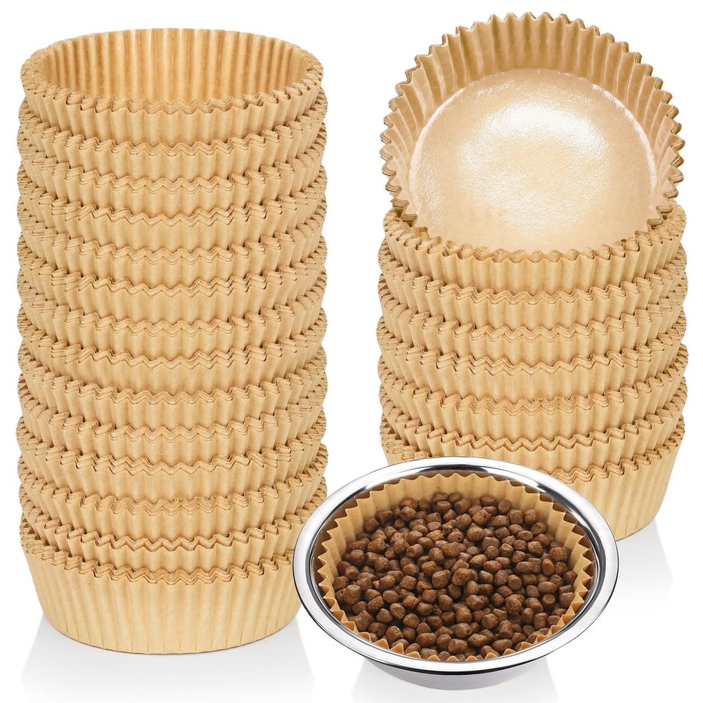 400 Pcs Bulk Pet Disposable Feeding Bowls Liner Cat Food Bowls Paper Liner Pets Disposable Feeding Bowl Small Paper Cat Plates for Small Dogs Cats Dish Bowl