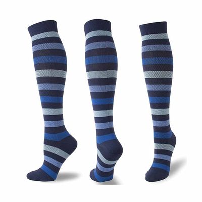 CGTENBS Fashionable Unisex Compression Stockings with Horizontal Stripes Compression Socks(C,L)