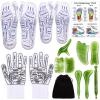 Threlaco 16 Pcs Reflexology Socks and Gloves with Tools Foot Reflexology Socks with Acupressure Gloves & 8 Pcs Massage Point Tools Foot Relief Acupressure Massager Set for Women and Men(Green) view 1