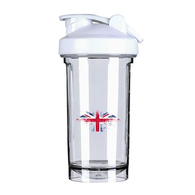 Britain British Flag 18 Ounce Shaker Bottle Drink Mixer Leak-proof Pre Workout Protein Shakes Meal Replacement Shakes Bottles 500ML/18 Oz White