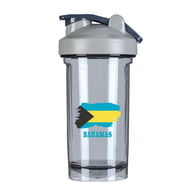 Bahamas Map Flag 18 Ounce Shaker Bottle Drink Mixer Leak-proof Pre Workout Protein Shakes Meal Replacement Shakes Bottles 500ML/18 Oz Gray&-3&-3&-3