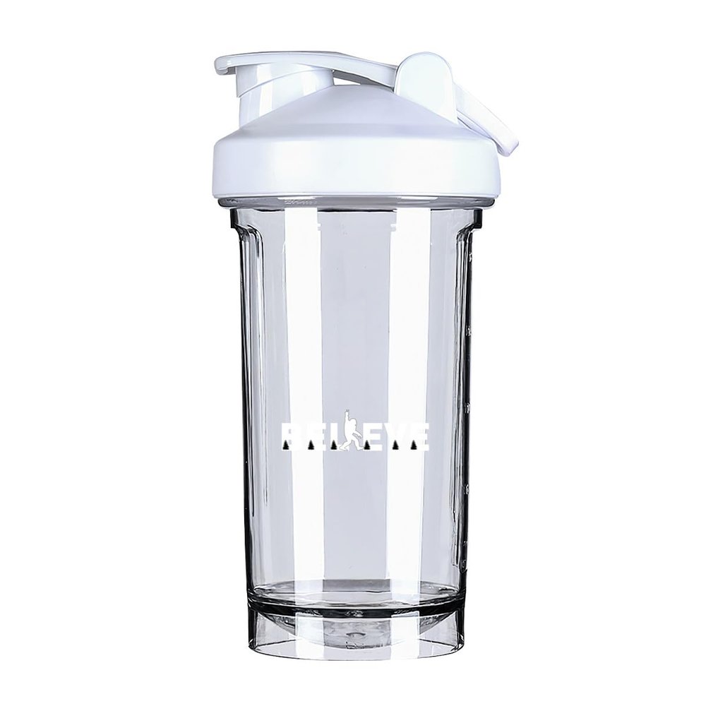 Believe in Bigfoot 18 Ounce Shaker Bottle Drink Mixer Leak-proof Pre Workout Protein Shakes Meal Replacement Shakes Bottles 500ML/18 Oz White