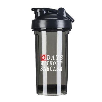 0 Days Without Sarcasm 2 18 Ounce Shaker Bottle Drink Mixer Leak-proof Pre Workout Protein Shakes Meal Replacement Shakes Bottles 500ML/18 Oz Black