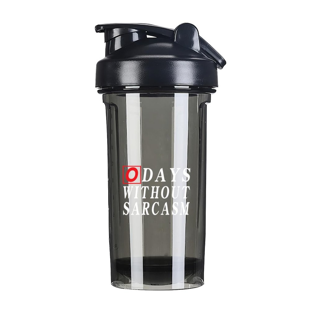 0 Days Without Sarcasm 2 18 Ounce Shaker Bottle Drink Mixer Leak-proof Pre Workout Protein Shakes Meal Replacement Shakes Bottles 500ML/18 Oz Black