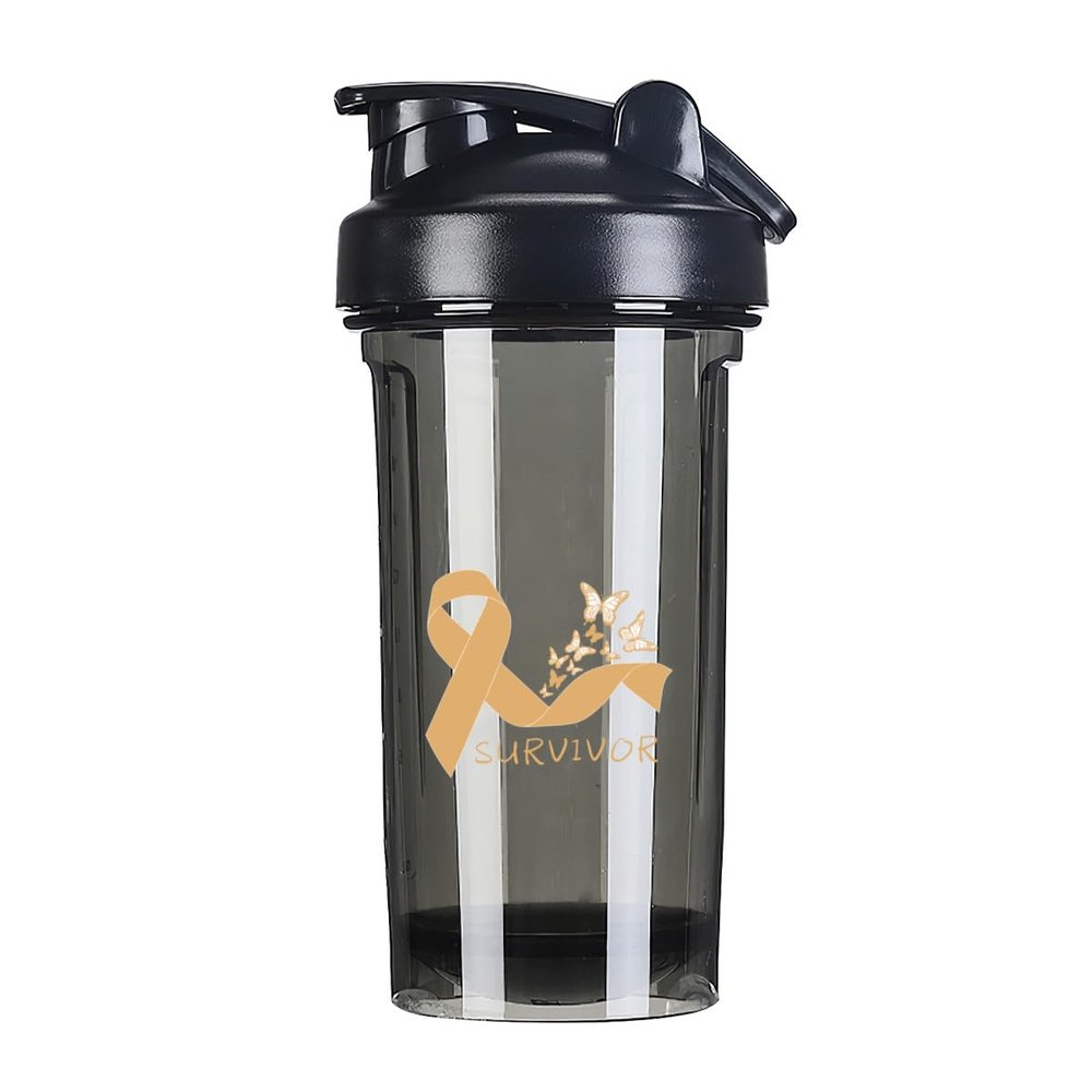Childhood Cancer Survivor 18 Ounce Shaker Bottle Drink Mixer Leak-proof Pre Workout Protein Shakes Meal Replacement Shakes Bottles 500ML/18 Oz Black