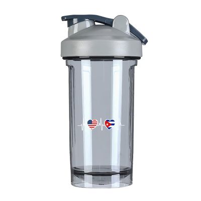 America Cuba Flag 18 Ounce Shaker Bottle Drink Mixer Leak-proof Pre Workout Protein Shakes Meal Replacement Shakes Bottles 500ML/18 Oz Gray