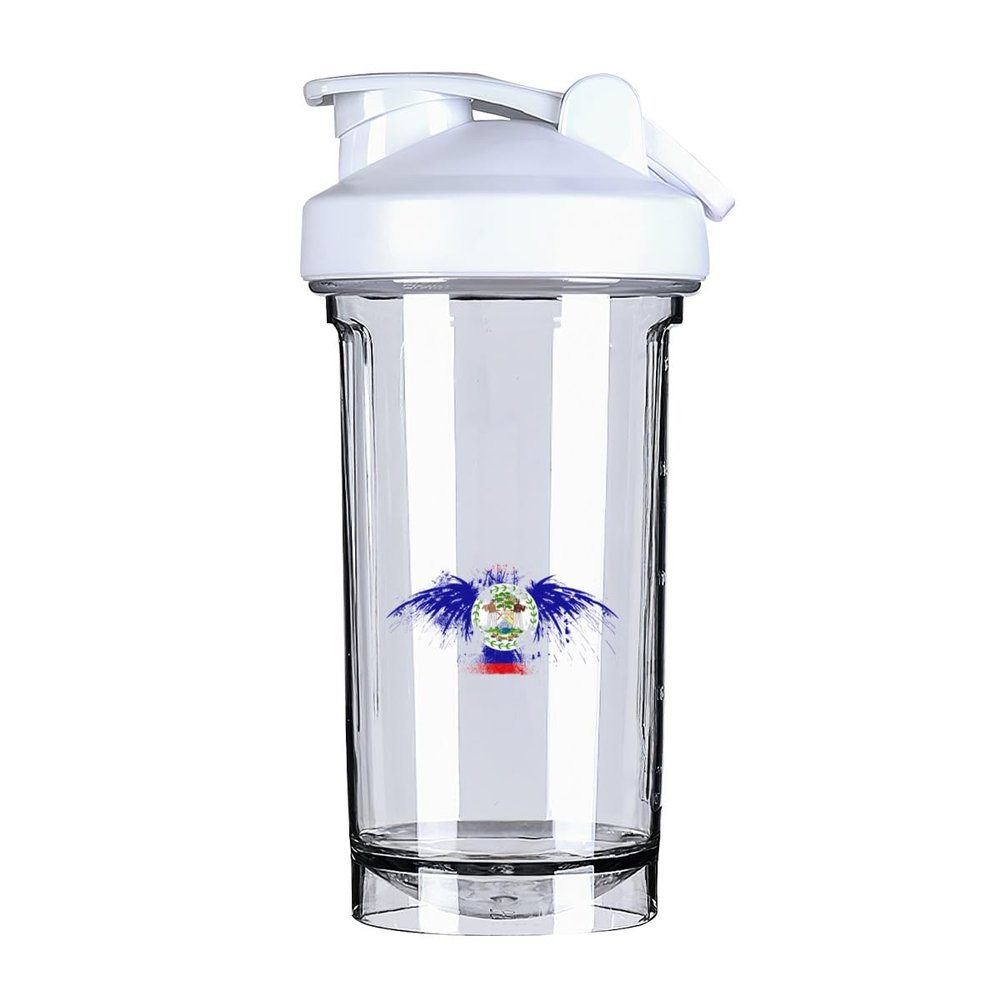 Belizean Flag 18 Ounce Shaker Bottle Drink Mixer Leak-proof Pre Workout Protein Shakes Meal Replacement Shakes Bottles 500ML/18 Oz White&-3&-3&-3