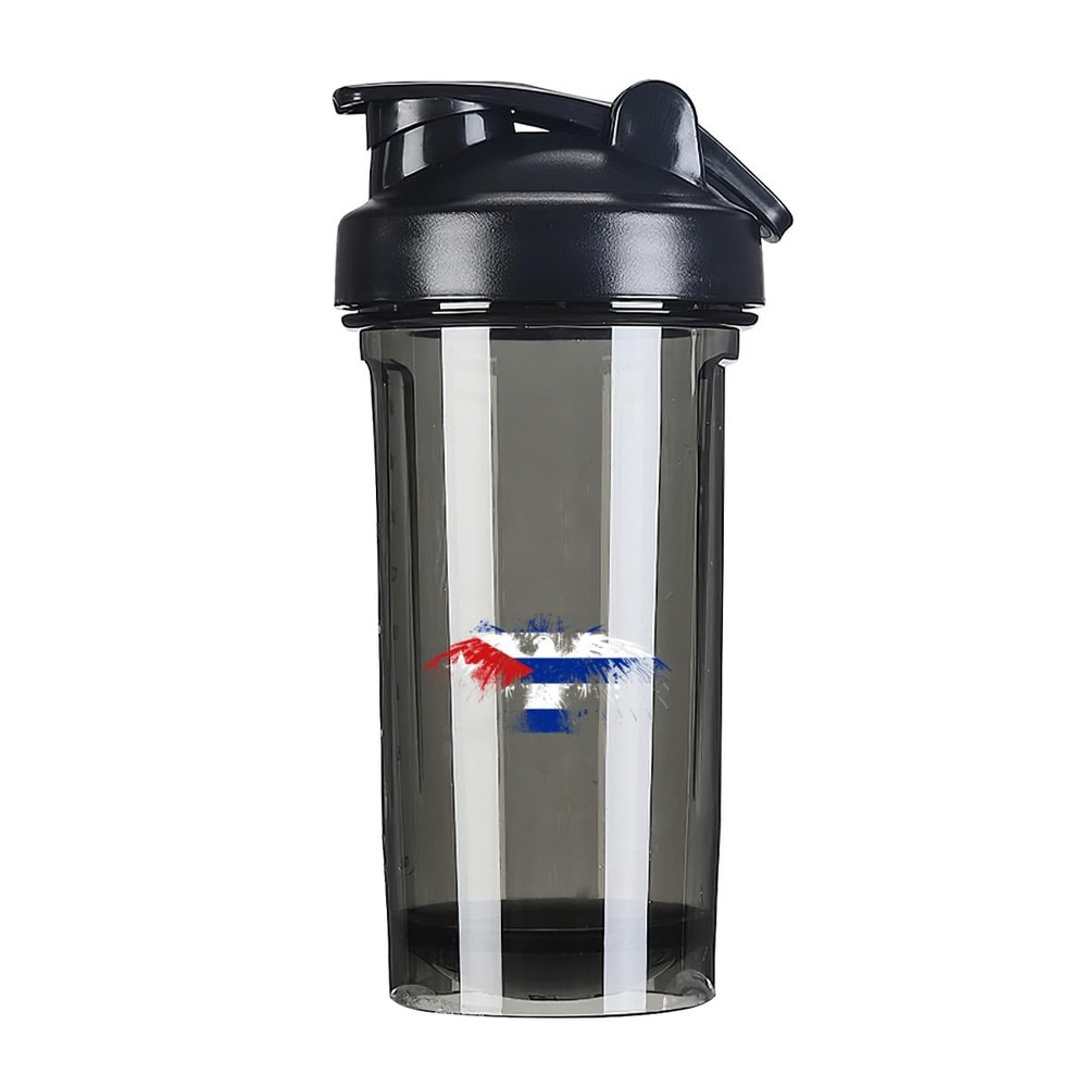 Cuba Flag 18 Ounce Shaker Bottle Drink Mixer Leak-proof Pre Workout Protein Shakes Meal Replacement Shakes Bottles 500ML/18 Oz Black