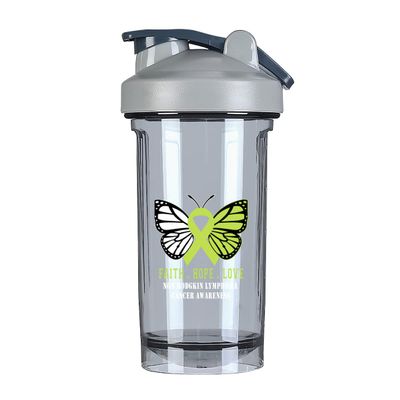Butterfly Non Hodgkin lymphoma Cancer Awareness 18 Ounce Shaker Bottle Drink Mixer Leak-proof Pre Workout Protein Shakes Meal Replacement Shakes Bottles 500ML/18 Oz Gray