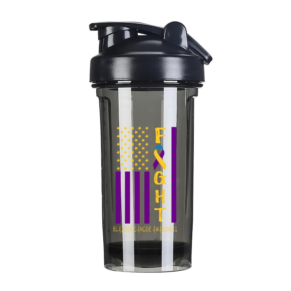 Breast Cancer Warrior Support Squad Bladder Cancer Awareness 18 Ounce Shaker Bottle Drink Mixer Leak-proof Pre Workout Protein Shakes Meal Replacement Shakes Bottles 500ML/18 Oz Black