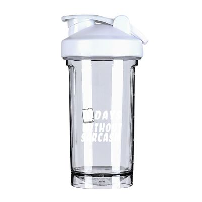 0 Days Without Sarcasm 1 18 Ounce Shaker Bottle Drink Mixer Leak-proof Pre Workout Protein Shakes Meal Replacement Shakes Bottles 500ML/18 Oz White
