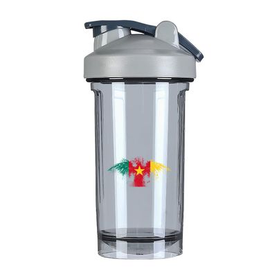 Cameroon Cameroonian Flag 18 Ounce Shaker Bottle Drink Mixer Leak-proof Pre Workout Protein Shakes Meal Replacement Shakes Bottles 500ML/18 Oz Gray