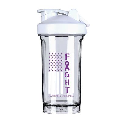 Breast Cancer Warrior Support Squad Alzheimer's Awareness 18 Ounce Shaker Bottle Drink Mixer Leak-proof Pre Workout Protein Shakes Meal Replacement Shakes Bottles 500ML/18 Oz White&-3&-3&-3