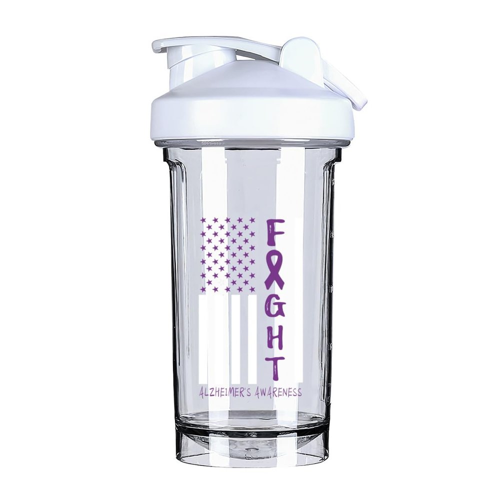 Breast Cancer Warrior Support Squad Alzheimer's Awareness 18 Ounce Shaker Bottle Drink Mixer Leak-proof Pre Workout Protein Shakes Meal Replacement Shakes Bottles 500ML/18 Oz White&-3&-3&-3