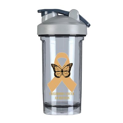 Childhood Cancer Awareness 18 Ounce Shaker Bottle Drink Mixer Leak-proof Pre Workout Protein Shakes Meal Replacement Shakes Bottles 500ML/18 Oz Gray&-3