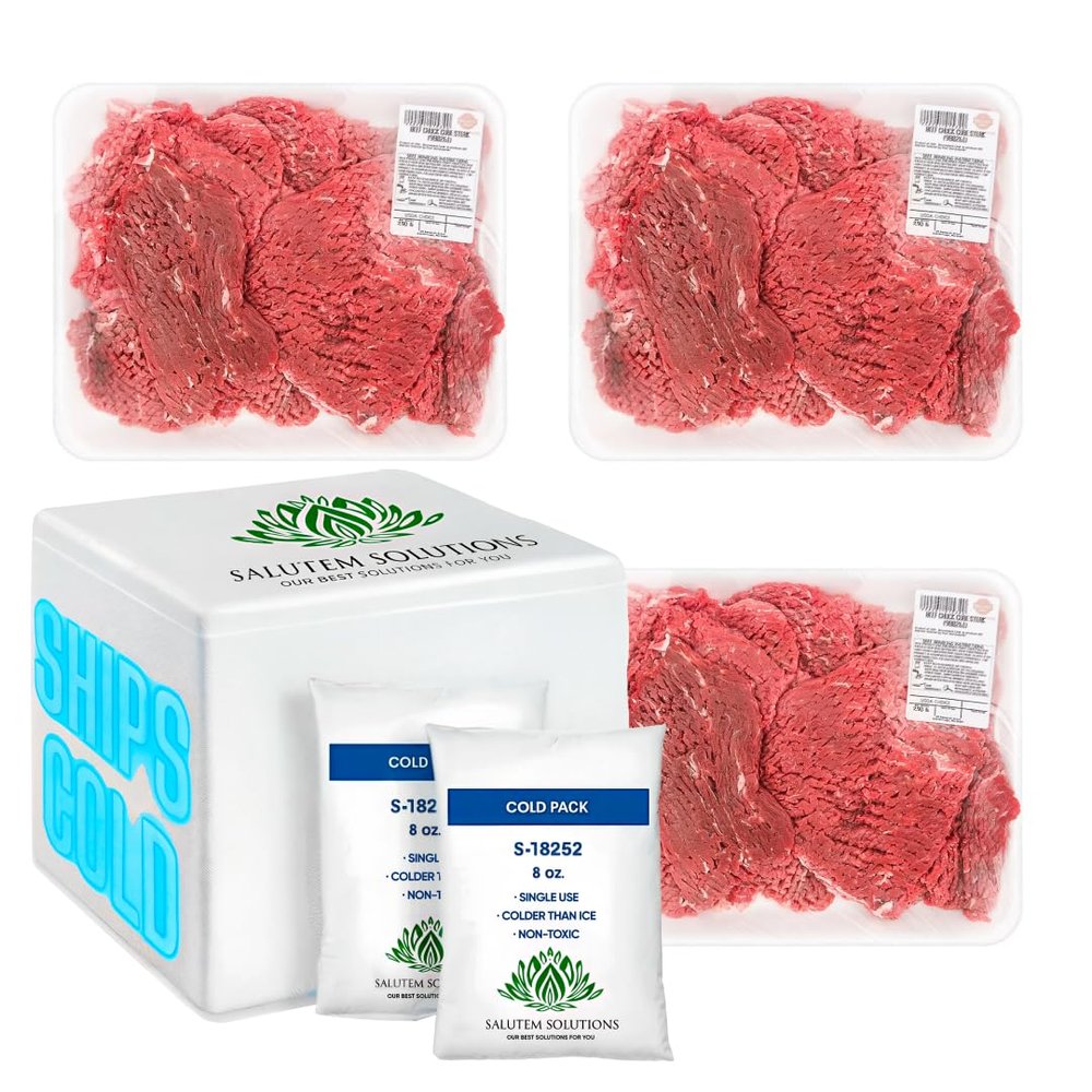 Salutem Vita - Beef Cube Steak, 3 lb (actual weight may vary within 5%) - Pack of 3