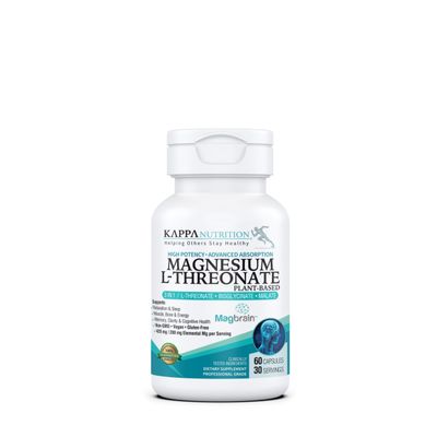 Kappa Nutrition Powered by Magbrain Magnesium L-Threonate Plant-Based, 60 Vegan Capsules, 420mg Elemental Magnesium (3 Capsules) from 2,253mg, Brain, Sleep & Muscle Support.