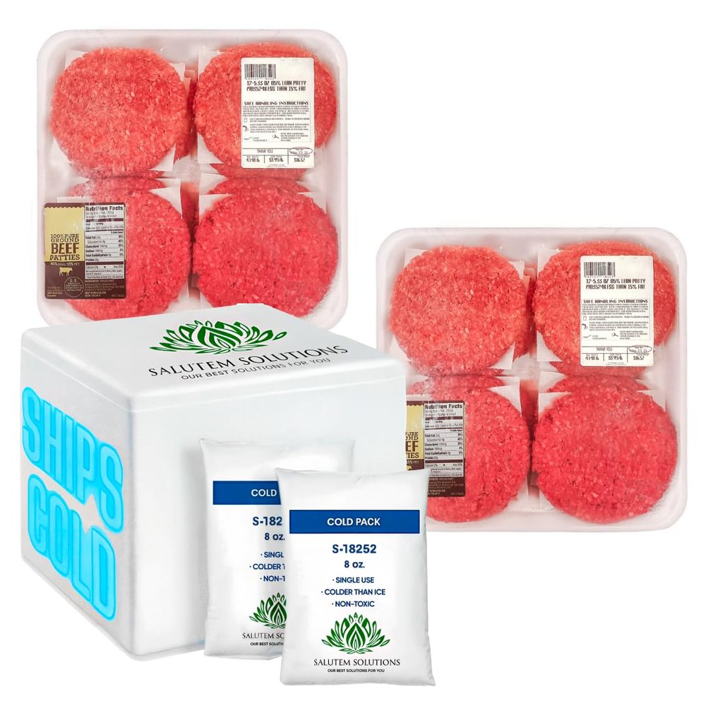 Salutem Vita - 85% Ground Beef Patties, 4 lbs (actual weight may vary within 5%) - Pack of 2
