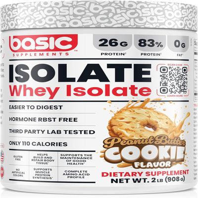 Basic Whey Protein Isolate, 26g Protein, 0g Fat, Gluten-Free, RBST-Free, Rapid Absorption, 110 Calories