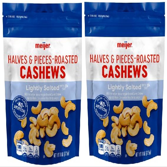 Lightly Salted Cashews Halves & Pieces (Pack Of 2 Bags), 8 oz. Each