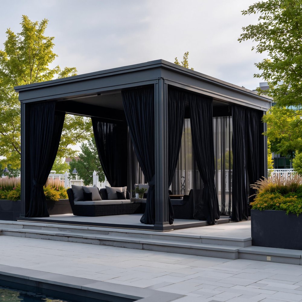 NICETOWN Outdoor Mosquito Net for Patio/Porch/Canopy/Gazebo/Balcony, 2 Panels Waterproof Mosquito Netting Outdoor Sheer Curtains Tulle Drapes with DIY Adjustable Length, Black, W59 x L84 inches