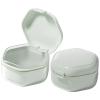 Denture Bath Case Retainer Cleaner Case, Food-Grade Denture Cup with Removable Layers for Soaking Dentures Mouth Guard Case Retainer Holder Night Guard Storage Case False Teeth Container Light Green view 1