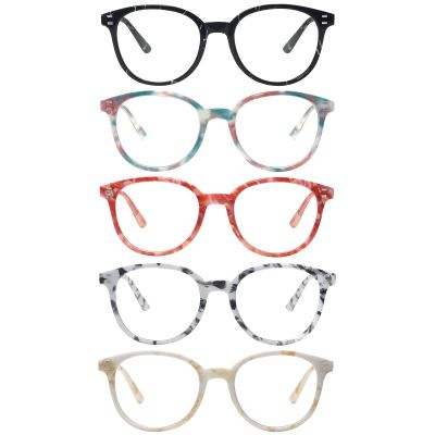 COJWIS Reading Glasses Blue Light Blocking 5 Pack Spring Hinge Fashion Readers for Men and Women Anti Glare Filter Eyeglasses (Mix-4 5C,400)