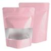 100 Pcs Frosted Window & Matte Colored Aluminum Zipper Seal Pouch Packaging Bags Stand Up Bottom Gusset Food Packaging Bags, Pet Treats (Pink, 7.48 inch x 11.42 inch) view 1