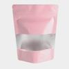 100 Pcs Frosted Window & Matte Colored Aluminum Zipper Seal Pouch Packaging Bags Stand Up Bottom Gusset Food Packaging Bags, Pet Treats (Pink, 5.12 inch x 7.09 inch) view 3