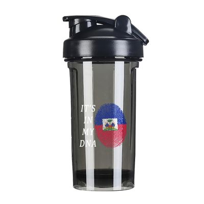 IT'S In My DNA Haitian 18 Ounce Shaker Bottle Drink Mixer Leak-proof Pre Workout Protein Shakes Meal Replacement Shakes Bottles 500ML/18 Oz Black
