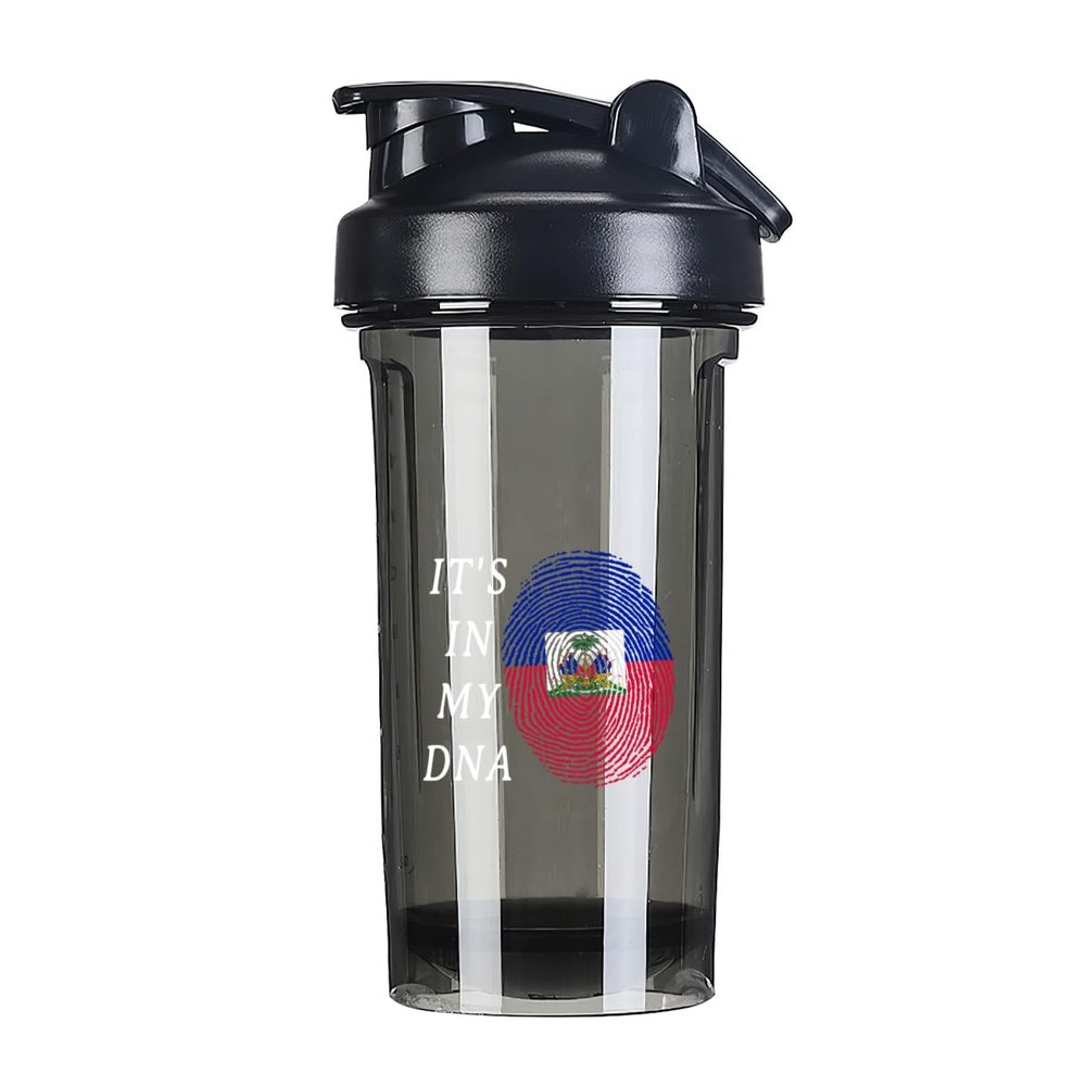 IT'S In My DNA Haitian 18 Ounce Shaker Bottle Drink Mixer Leak-proof Pre Workout Protein Shakes Meal Replacement Shakes Bottles 500ML/18 Oz Black