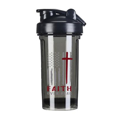 Christian Faith Over 18 Ounce Shaker Bottle Drink Mixer Leak-proof Pre Workout Protein Shakes Meal Replacement Shakes Bottles 500ML/18 Oz Black