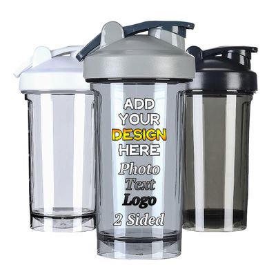 AMOPEIR Personalized Fitness Shake Cup 18 Oz, Add Your Own Logo Name Image, Custom Protein Mixes Shaker Bottles, for Gym, Travel, Outdoor Sports, Grey