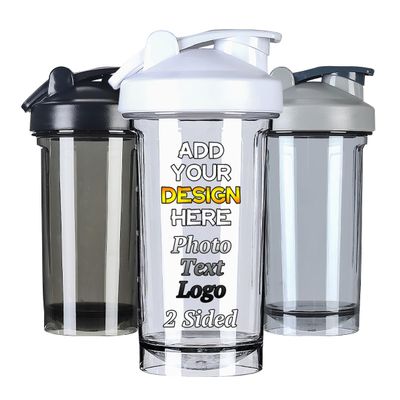 AMOPEIR Customized Shaker Bottle with Scale, Custom Fitness Shake Cup for Protein Mixes, Upload Your Name Logo Photo, Gifts for Husband Dad Brother, White