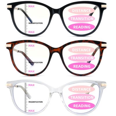 LOVIVY 3 Pack Progressive Multifocus Reading Glasses for Women Blue Light Multifocal Transition Readers with Spring HingeMixed color +2.25