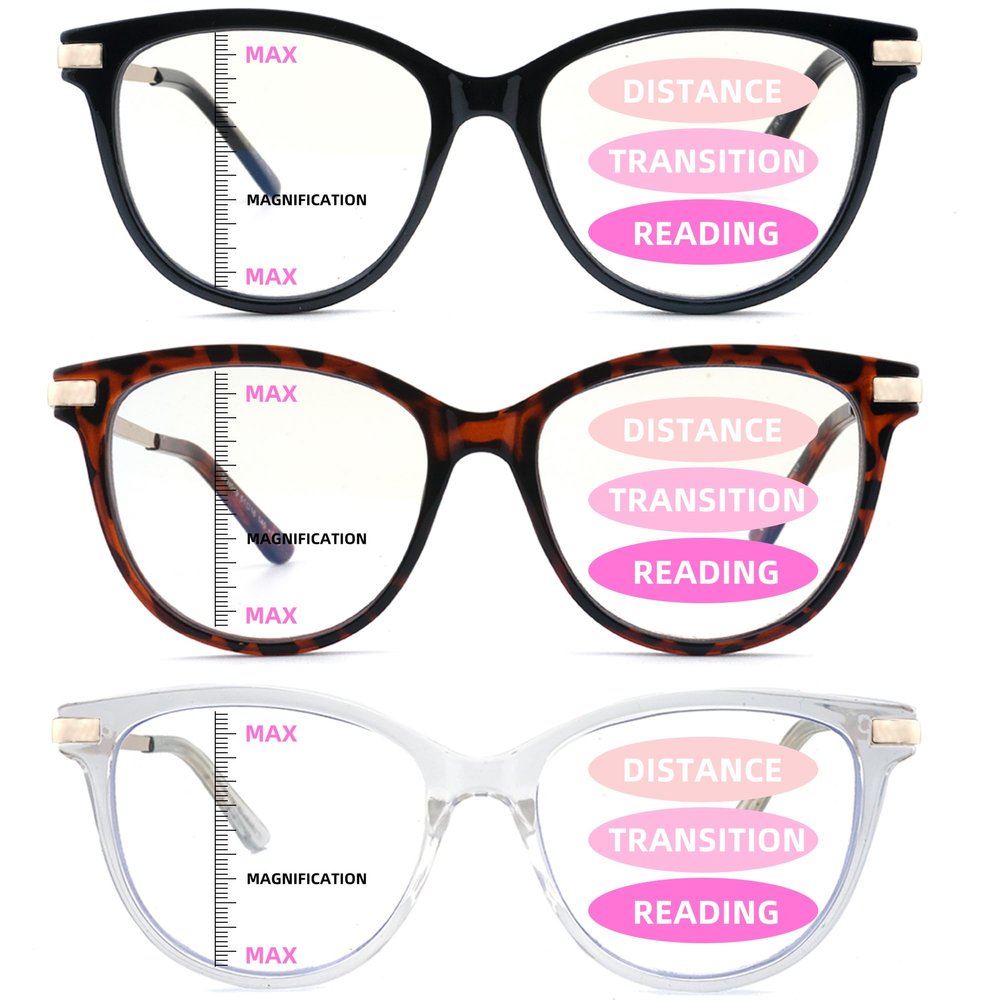 LOVIVY 3 Pack Progressive Multifocus Reading Glasses for Women Blue Light Multifocal Transition Readers with Spring HingeMixed color +2.25