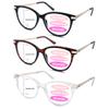 LOVIVY 3 Pack Progressive Multifocus Reading Glasses for Women Blue Light Multifocal Transition Readers with Spring HingeMixed color +2.25 view 2