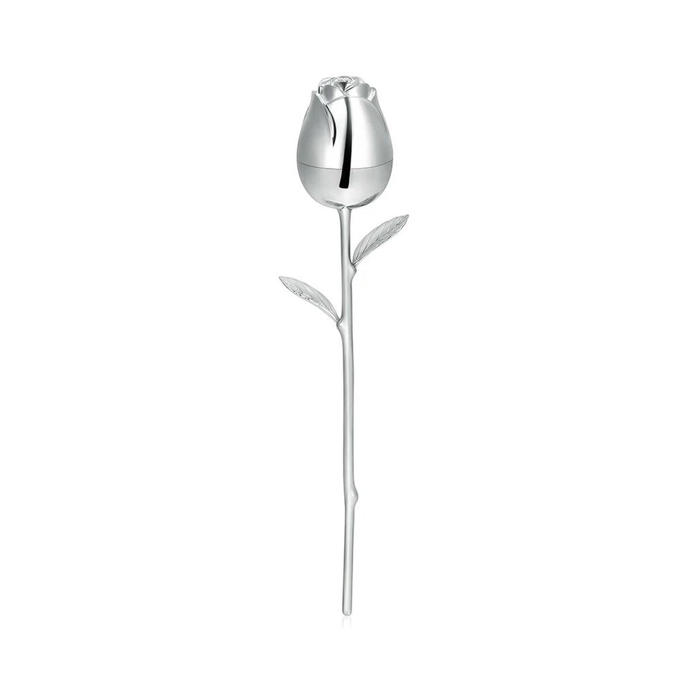 MYPOWER Beautiful 3D Rose Flower Jewelry Love Eternity Memorial Cremation urn Ashes Women-Silver