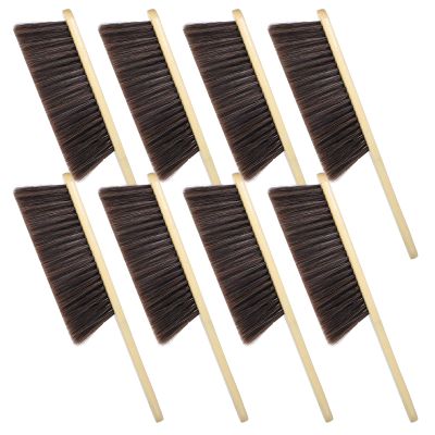 Yuanchu 8 Pieces Hand Broom Brush, Natural Wooden Dust Brush Soft Bristles Dusting Cleaning Brush Long Handle Whisk Broom Brush Air Broom for Cleaning Car Bed Sofa Fireplace Clothes Bench Furniture